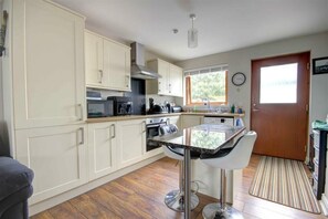 Fridge, microwave, oven, toaster