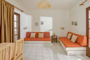 Superior Apartment, Balcony | Living area | TV - John Mary Apartments by Estia (Hersonissos)