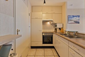 Fridge, oven, stovetop, electric kettle