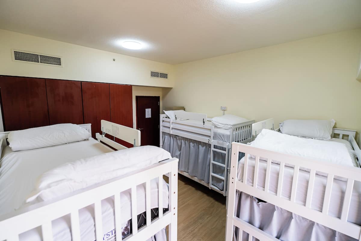 1 bedroom, premium bedding, laptop workspace, blackout curtains