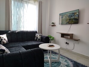 TV - Chic, cozy 1-bedroom apartment with AC and WiFi in amazing Mombasa. (Mombasa)