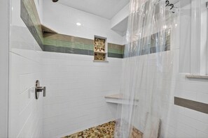 Shower, towels - Lovely home with heated pool, dock and the best views! RPMS158 (Chatham)