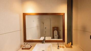 Shower, free toiletries, hair dryer, bathrobes