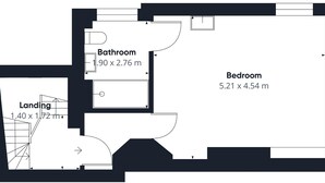 A floor plan with a landing, bathroom, and bedroom. - Host & Stay | Harbour Point (Ramsgate)