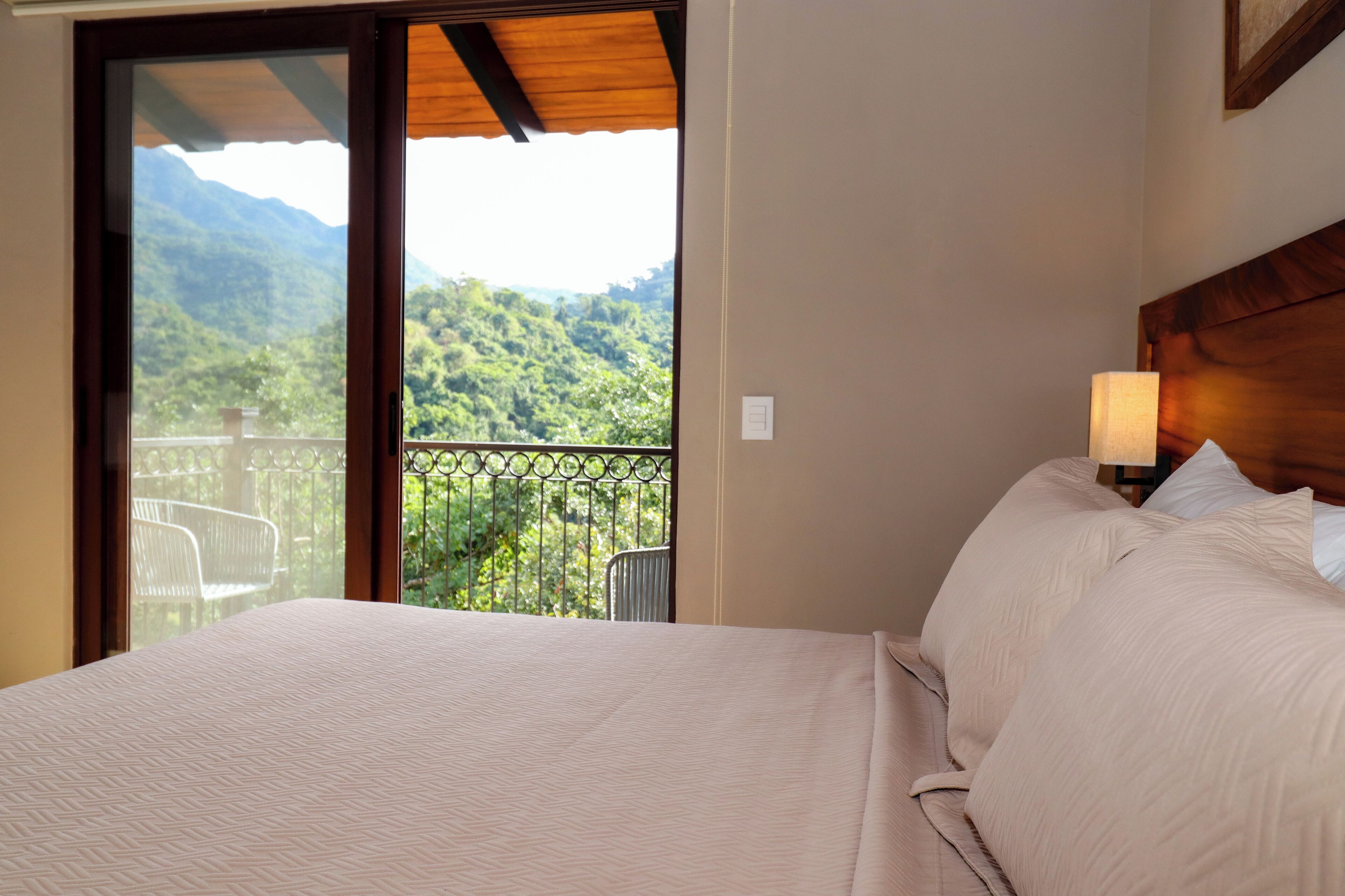 Habitación estándar, balcón, vista a la montaña | Caja de seguridad en la habitación y tabla de planchar con plancha 