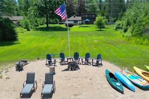 Huge beach and yard. Very quiet area, but only minutes from Mackinaw City.