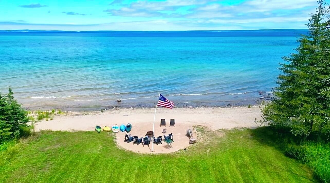 On the beach, sun-loungers