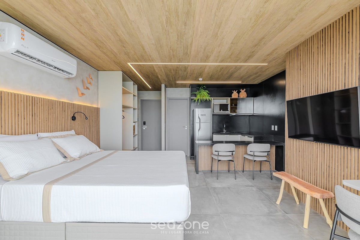 1 bedroom, laptop workspace, blackout curtains, iron/ironing board