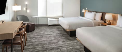 Studio, 2 Queen Beds | Desk, laptop workspace, iron/ironing board, free cribs/infant beds