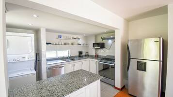 Fridge, microwave, oven, dishwasher