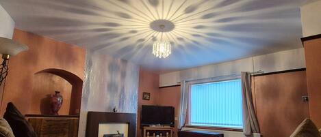 House | Living area | TV, fireplace