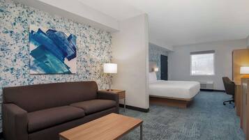 Desk, laptop workspace, blackout curtains, soundproofing