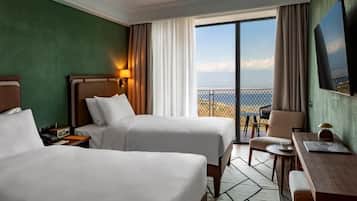 In-room safe, desk, laptop workspace, blackout drapes