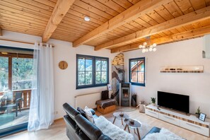 TV, fireplace - Holiday Home 'Elisabeth' with Barrel Sauna and Private Garden (Hornberg)