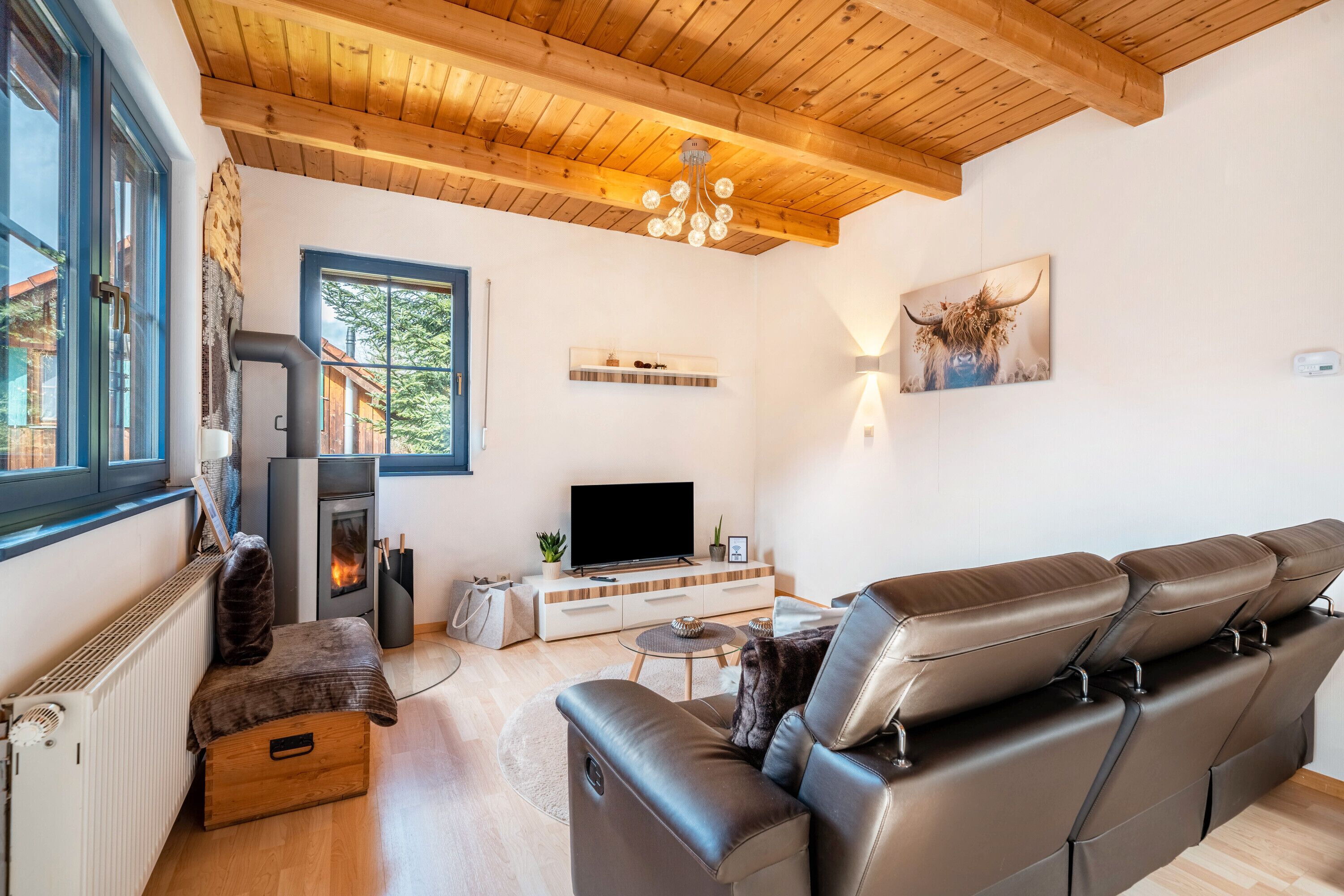 Televisie en een open haard