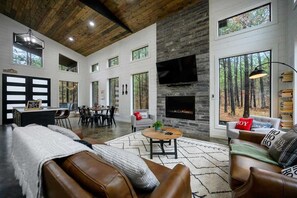 TV, fireplace, offices