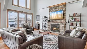 Smart TV, fireplace, video games, books