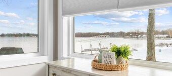 Cozy Winter Retreat w/ Hot Tub & Lakefront Views