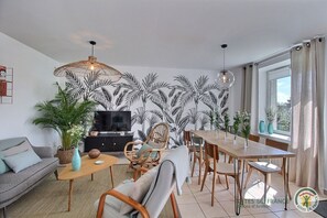 TV, DVD player, books