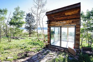 Terrace/patio - Rustic Modern Luxury Cabin with Private Cedar Hot Tub and Yoga Sun Hut (Fairplay)
