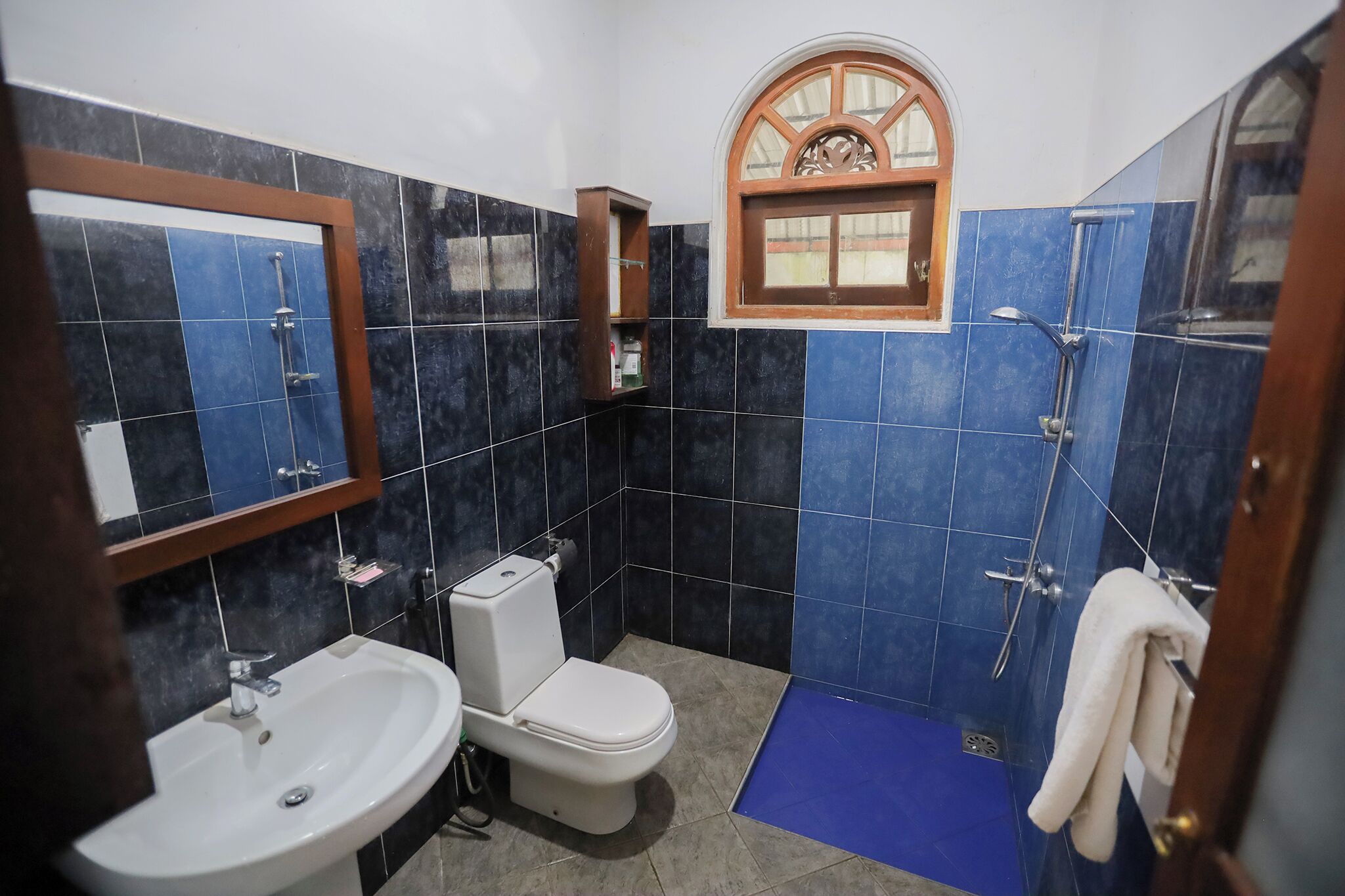 Secadora de cabello, bidet, toallas, jabón 