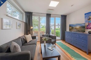 Télévision, cheminée, chaîne hi-fi