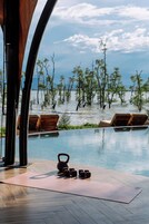 Outdoor pool, sun loungers