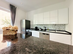 Fridge, oven, stovetop, dishwasher