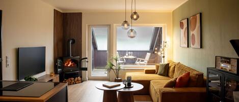 TV, fireplace, DVD player