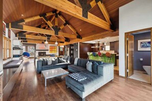Smart TV, fireplace, table tennis, books