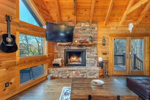 TV, fireplace, table football