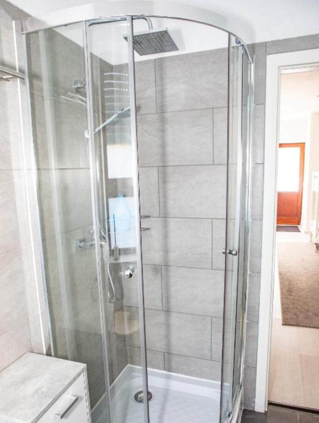 Hair dryer, towels, toilet paper