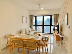 Junior Apartment, City View | Living area | LCD TV, fireplace - AGILE Infinity Suites TRX By AR (Kuala Lumpur)