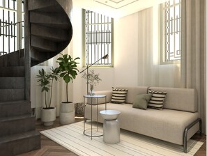 Cnossos Suite, two bedrooms, Kitchenette, City View | Área de estar | TV