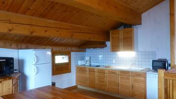 Een koelkast, een microgolfoven, een oven, een vaatwasser