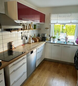 Fridge, microwave, oven, dishwasher