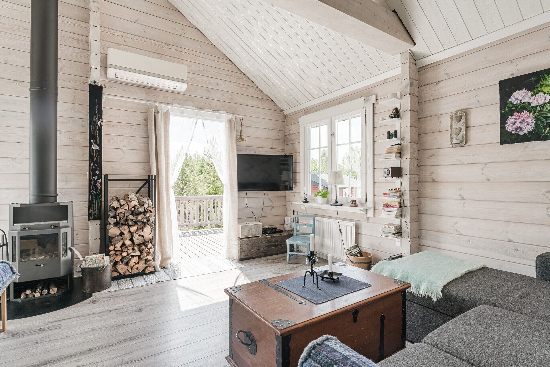 TV, fireplace
