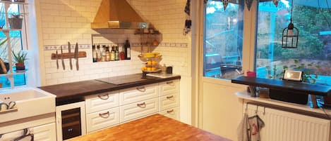 Frigorífico, microondas, horno y placa de cocina
