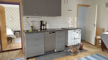 Fridge, microwave, dishwasher, coffee/tea maker