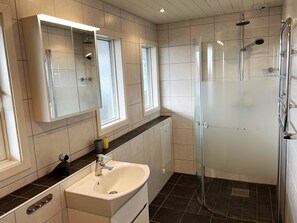 Douche, sèche-cheveux