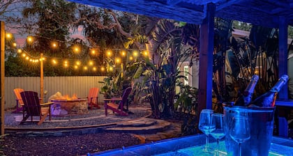 Dog Friendly Home with Private Fenced Zen Yard & Fire Pit! STEPS to the Beach!