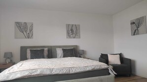1 slaapkamer, een strijkplank/strijkijzer, reisbedje, gratis wifi