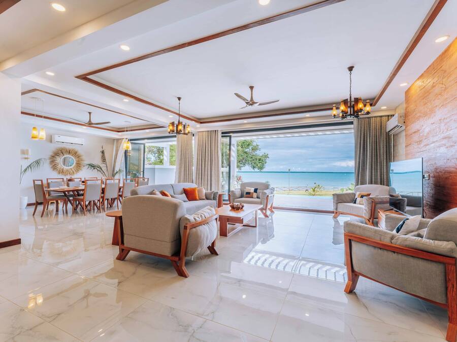 Luxury Villa, Private Pool, Sea View | Living area | TV