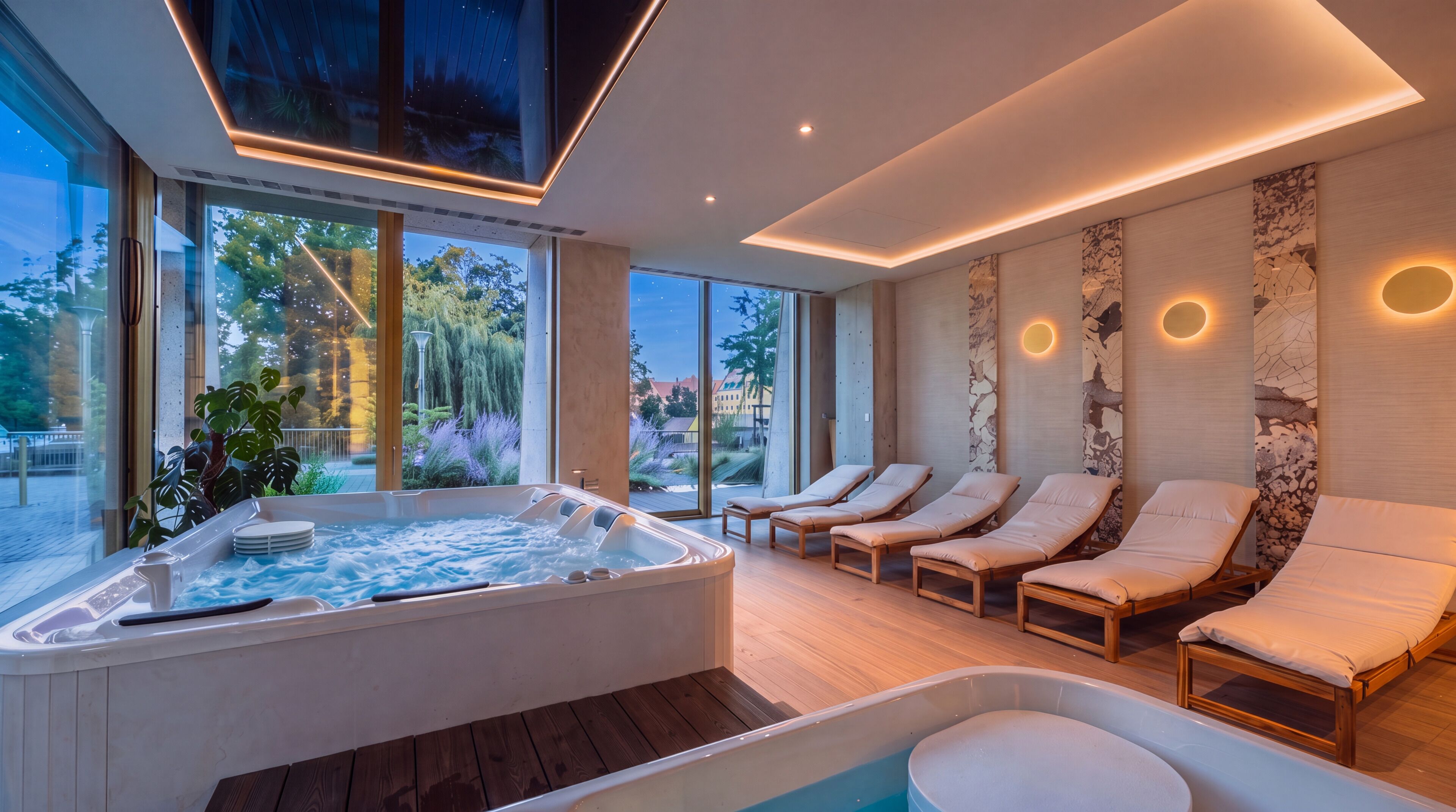 Couples treatment room(s), sauna, hot tub, hot stone massages