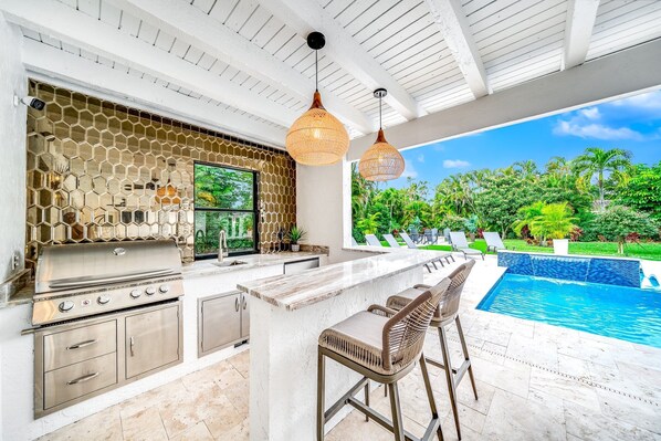 Terrace/patio - Heated Pool! Private Home+Bikes & Fire Pit! (Delray Beach)