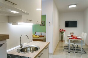 Fridge, microwave, stovetop, dishwasher