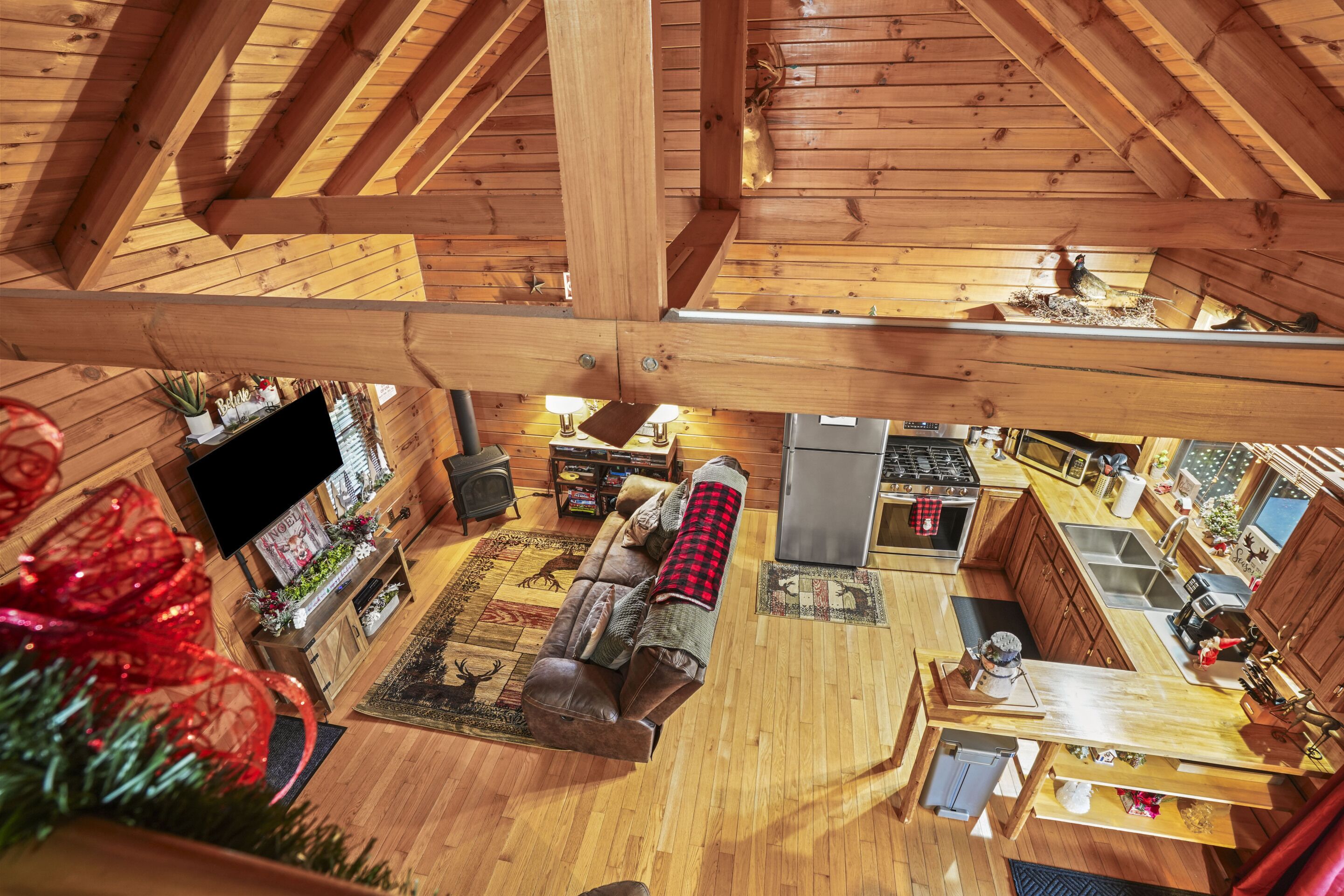 TV, fireplace