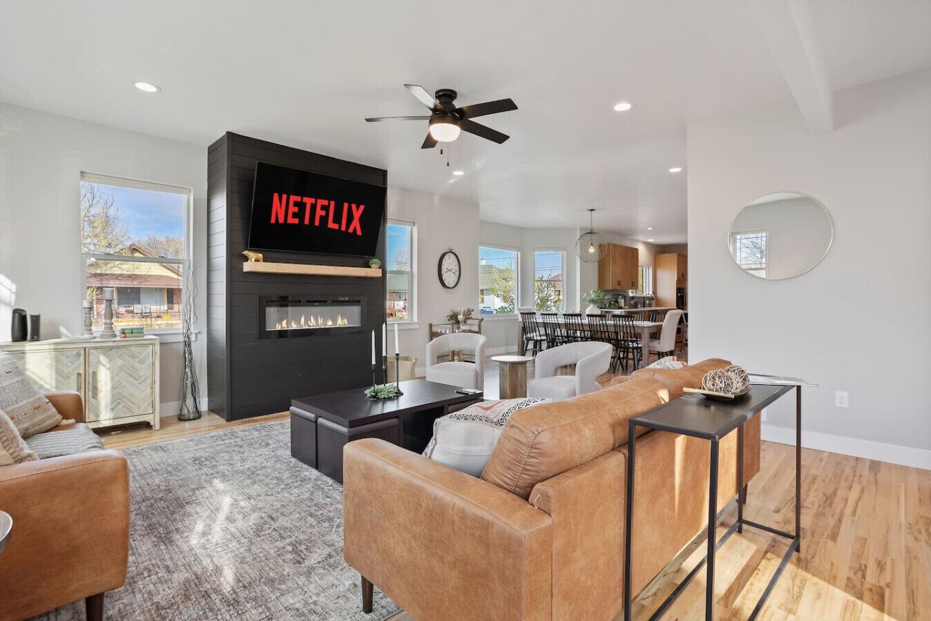 TV, fireplace, video games, books