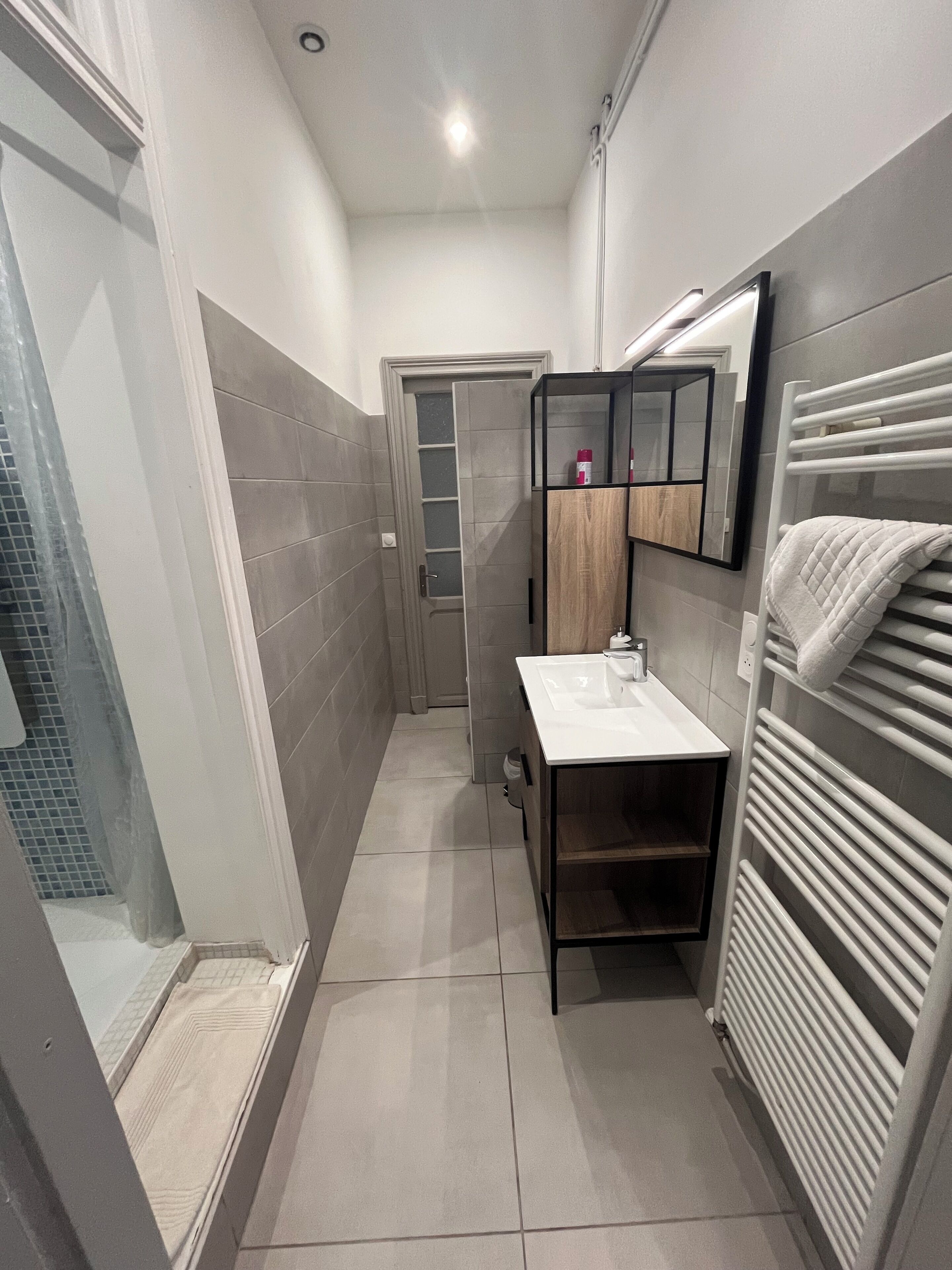 シャワー、ヘアドライヤー、タオル、石鹸