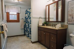 Shower, hair dryer, towels, soap - Nickerson Lake Cedar Log Home (Linneus)